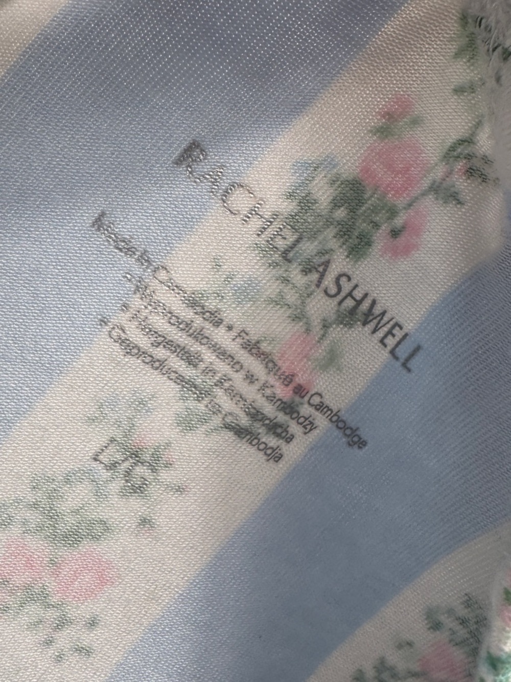 Rachel Ashwell Blue Floral Stripe Pajama Set Size L/G - Picture 8 of 8